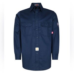 Bocomal Men’s Flame-Resistant Long Sleeve Button Up Navy FR Wrinkle Free 5X NWT